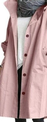 Oversized trenchcoat voor dames met capuchon en knoopsluiting - roze
