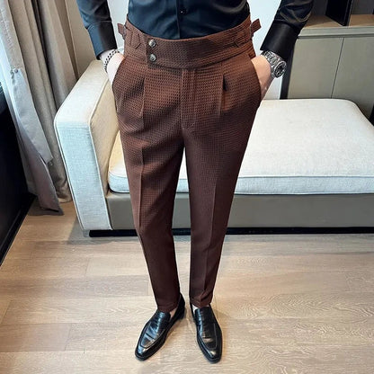 Pantalon voor heren met wafelstructuur, hoge taille en verstelbare zijtabs - beeld 8