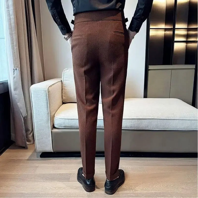 Pantalon voor heren met wafelstructuur, hoge taille en verstelbare zijtabs - beeld 9