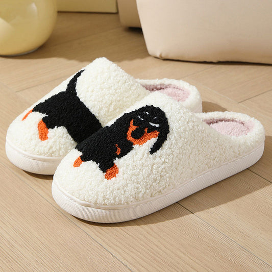 Unisex pantoffels van teddy fleece met een geborduurde hond of kat