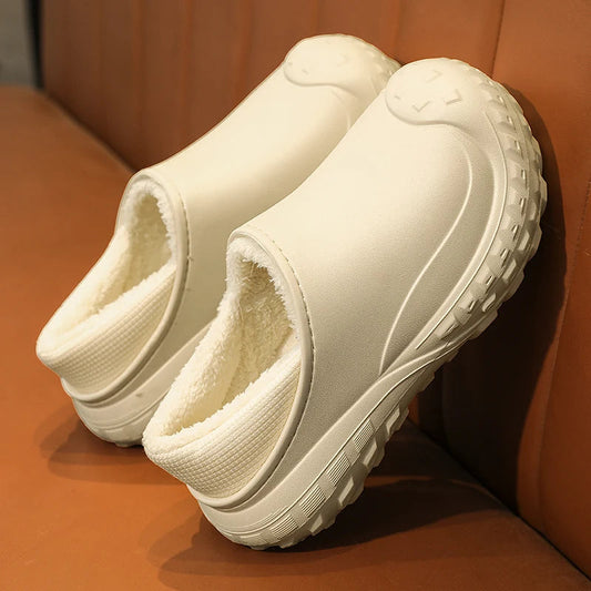 Gevoerde pantoffels van EVA met fleece voering en dikke zool met blokprofiel - beeld 2