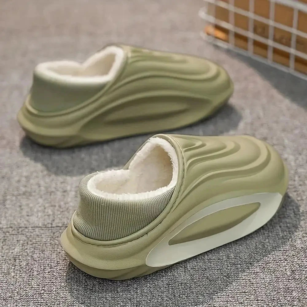 Pantoffels van EVA met golvende dikke zool, pluche voering en geribde hielrand - beeld 2
