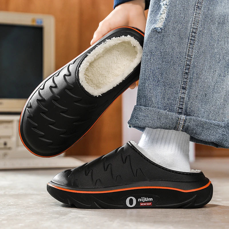 Pantoffels van EVA met fleecevoering, dikke zool en open hiel - beeld 3