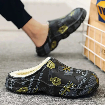Pantoffels van EVA met print, pluche voering en open hiel - beeld 4