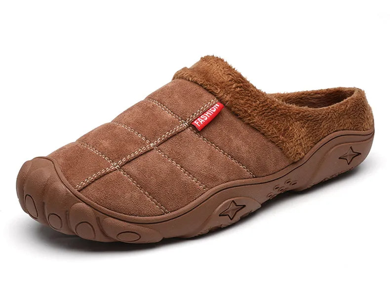Herenpantoffels in suède look met gestikte ruit, label op de wreef, pluche voering en neuskap - beeld 10