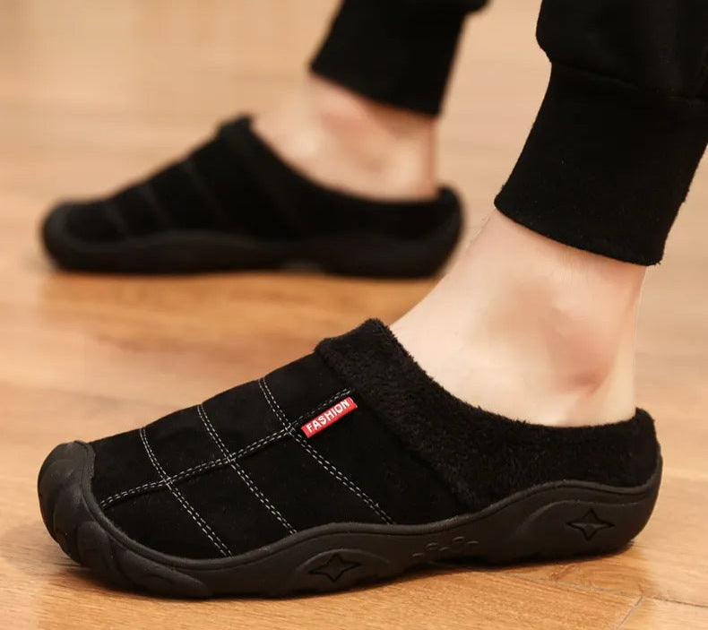 Herenpantoffels in suède look met gestikte ruit, label op de wreef, pluche voering en neuskap - beeld 15