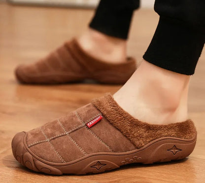 Herenpantoffels in suède look met gestikte ruit, label op de wreef, pluche voering en neuskap - beeld 17