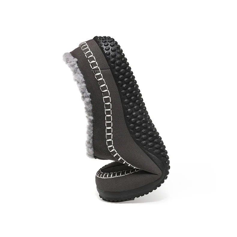 Pantoffels heren met open hiel, bovenkant in suède look, teddy voering en contraststiksel - beeld 12