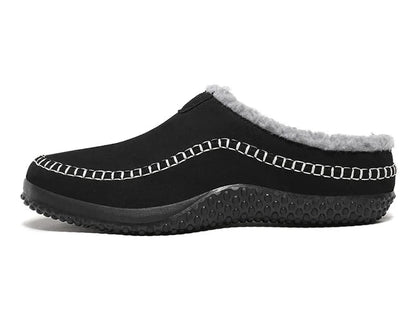 Pantoffels heren met open hiel, bovenkant in suède look, teddy voering en contraststiksel - beeld 15