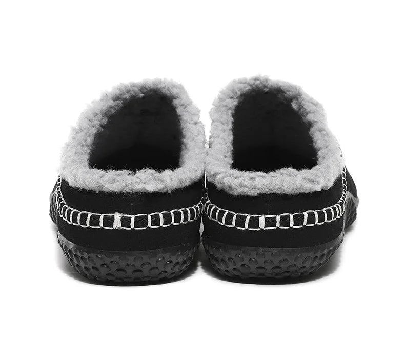 Pantoffels heren met open hiel, bovenkant in suède look, teddy voering en contraststiksel - beeld 16