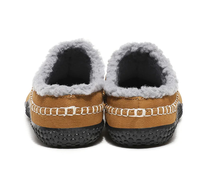 Pantoffels heren met open hiel, bovenkant in suède look, teddy voering en contraststiksel - beeld 20