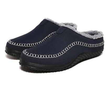 Pantoffels heren met open hiel, bovenkant in suède look, teddy voering en contraststiksel - beeld 22