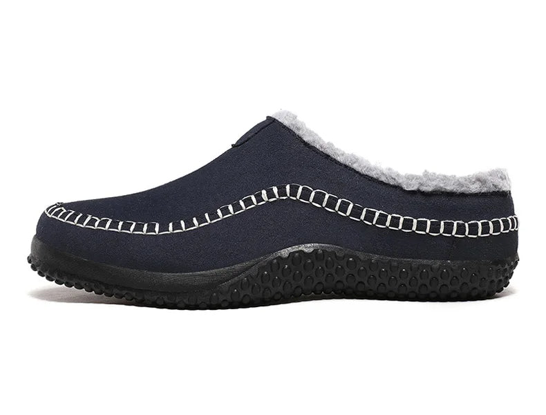 Pantoffels heren met open hiel, bovenkant in suède look, teddy voering en contraststiksel - beeld 23