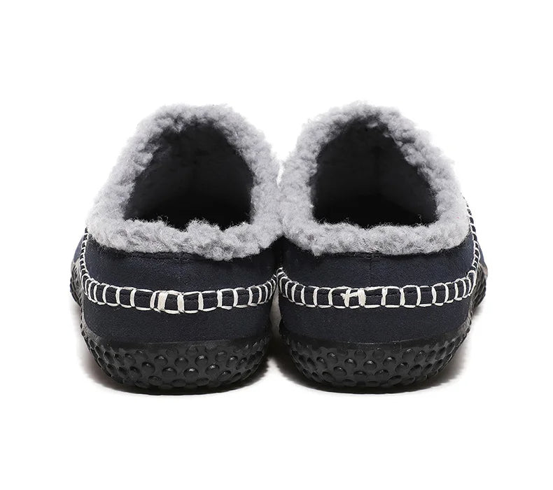 Pantoffels heren met open hiel, bovenkant in suède look, teddy voering en contraststiksel - beeld 24