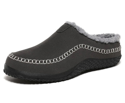 Pantoffels heren met open hiel, bovenkant in suède look, teddy voering en contraststiksel - beeld 6