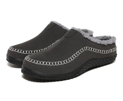 Pantoffels heren met open hiel, bovenkant in suède look, teddy voering en contraststiksel - beeld 7
