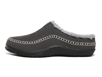 Pantoffels heren met open hiel, bovenkant in suède look, teddy voering en contraststiksel - beeld 8