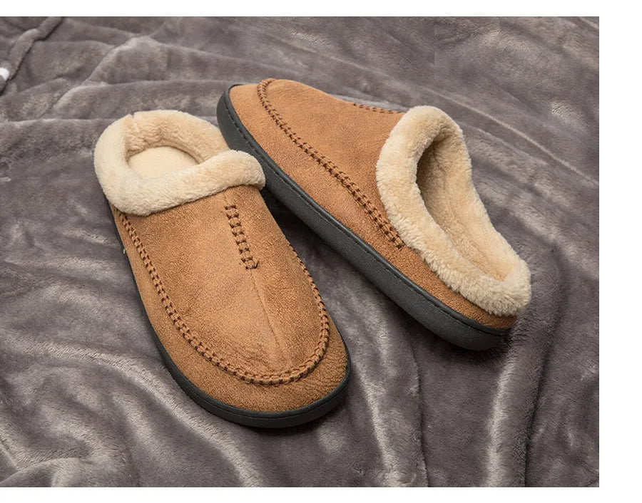Herenpantoffels in suède look met mocassinsteek, omgeslagen teddykraag en open hiel - beeld 10