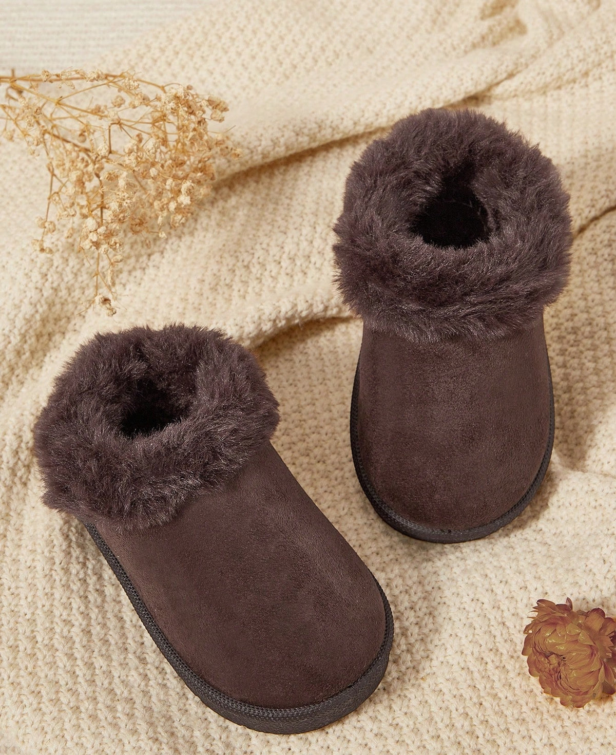 Pantoffels voor meisjes met dikke pluche kraag, pluche voering en stevige zool - beeld 15