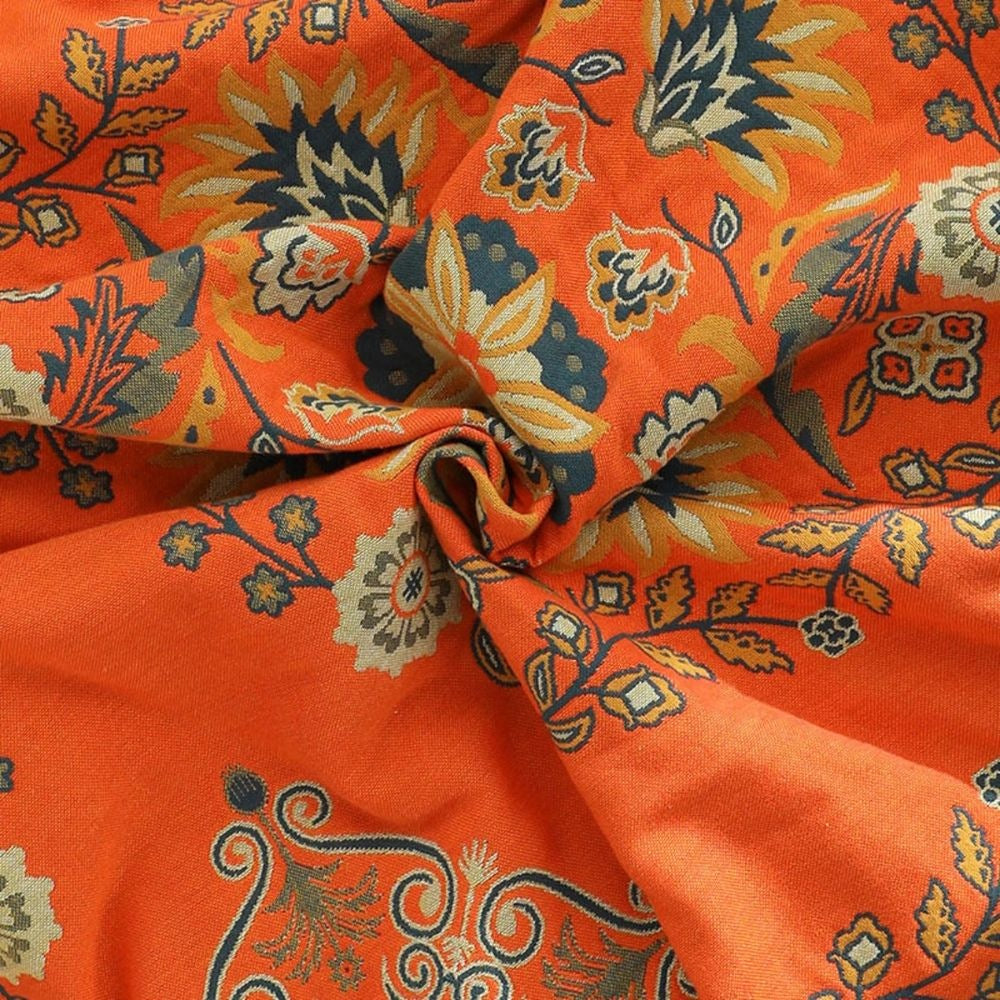 Plaid van katoengaas met bloemenprint en franjes - beeld 5