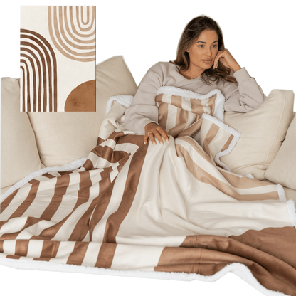Plaid met voetenzak en sherpavoering - cappuccino