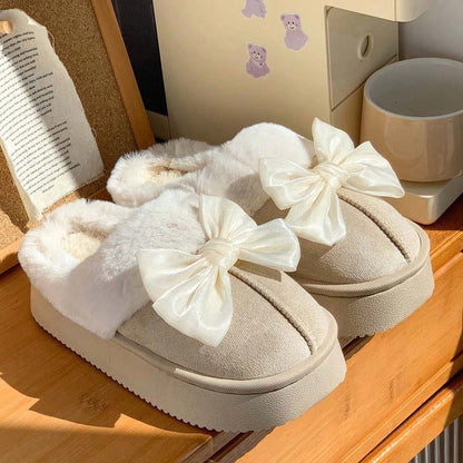Plateau pantoffels voor dames in suède look met brede omgeslagen pluche kraag en dikke zool - beeld 9