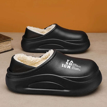Plateau pantoffels met gladde buitenkant, pluche voering, open hiel en hoge zool - beeld 4
