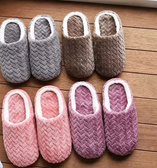 Pluche pantoffels met zigzagreliëf en open hiel voor dames en heren