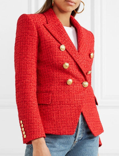 Tweed Blazer - Dames - Dubbelzijdig, Klassiek en Elegant Design