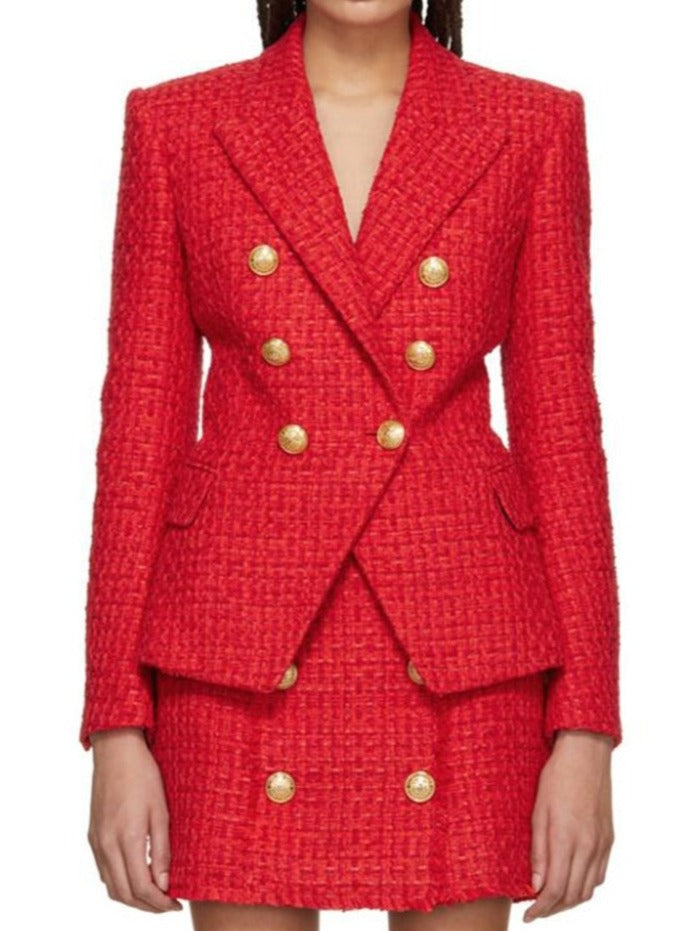 Tweed Blazer - Dames - Dubbelzijdig, Klassiek en Elegant Design