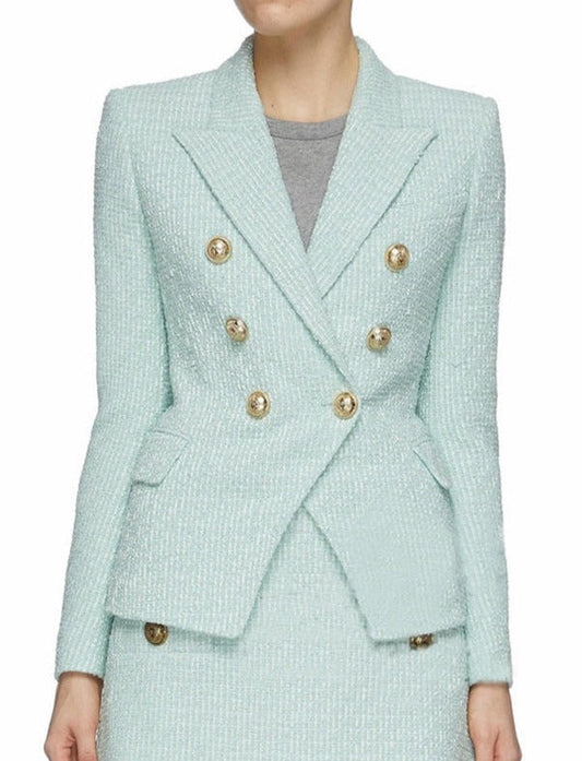 Tweed Blazer - Dames - Sandra Mint Groen, Elegant en Tijdloos Design