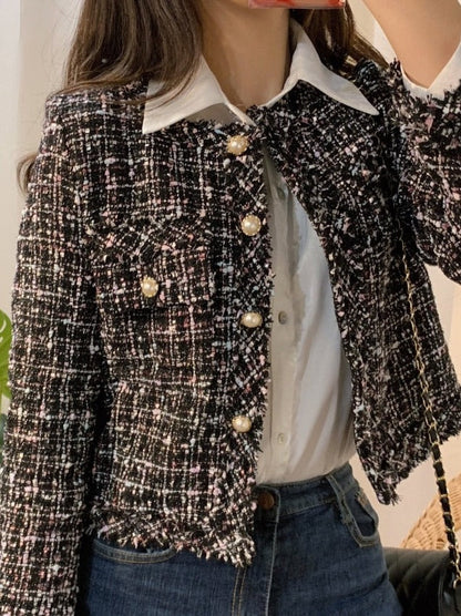 Tweed Lurex Blazer - Dames - Elegante, Glanzende Afwerking met Moderne Pasvorm