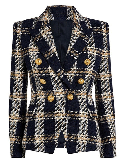 Blazer - Dames - Heiley Plaid Runway Stijl met Trendy Ruitpatroon en Perfecte Pasvorm