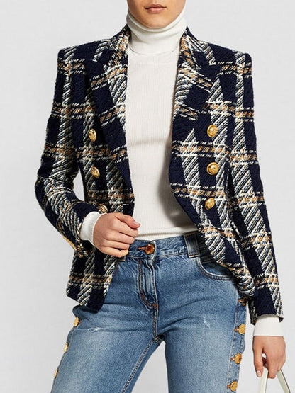 Blazer - Dames - Heiley Plaid Runway Stijl met Trendy Ruitpatroon en Perfecte Pasvorm