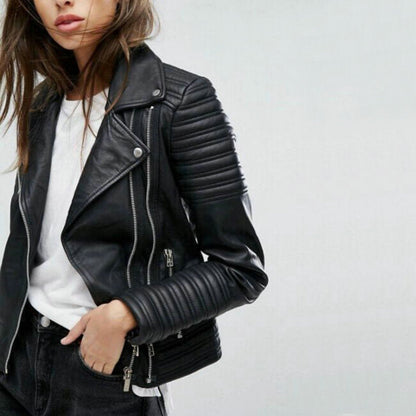 Daniella - Biker Jacket Dames - Tweekleurig - Hoogwaardig Nep Leer