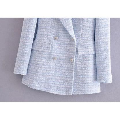 Tweed Blazer - Dames - Pastel Kleur met Elegante Pasvorm