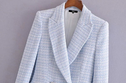 Tweed Blazer - Dames - Pastel Kleur met Elegante Pasvorm