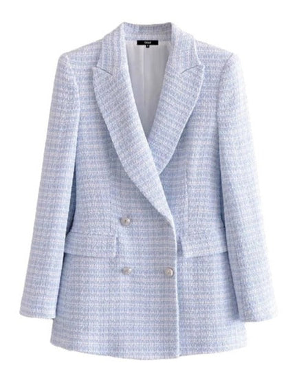 Tweed Blazer - Dames - Pastel Kleur met Elegante Pasvorm