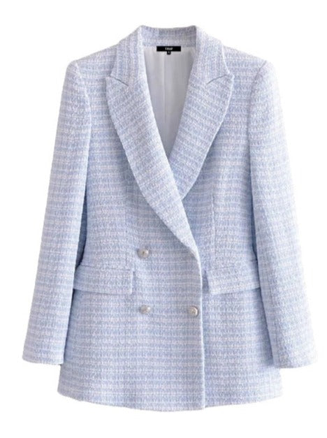 Tweed Blazer - Dames - Pastel Kleur met Elegante Pasvorm