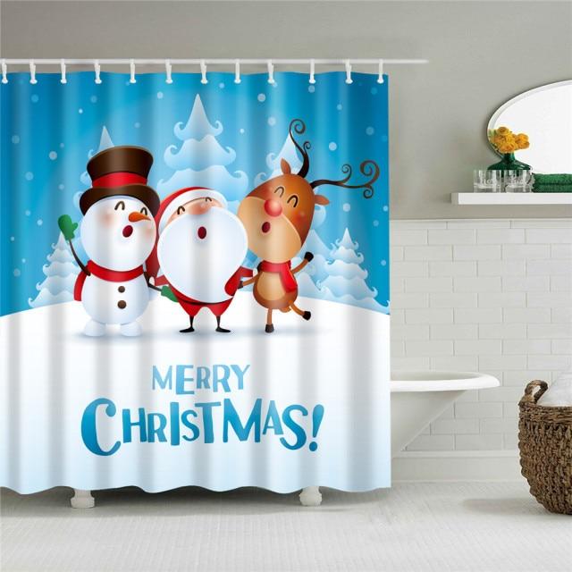 Douchegordijn Kerst - Waterdicht Polyester - Festieve Kerstprint