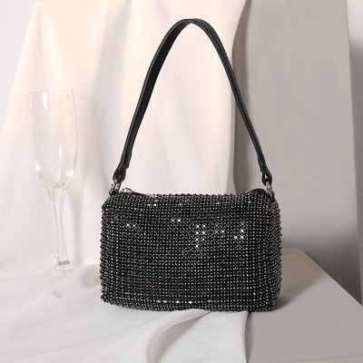 Lily - Lederen Tas met Strass - Polyester Voering