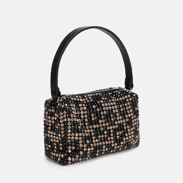 Lily - Lederen Tas met Strass - Polyester Voering