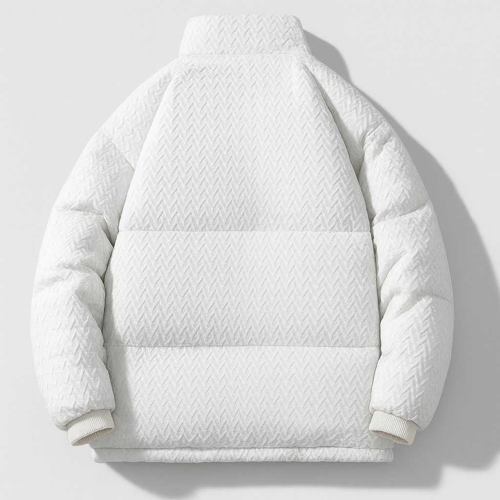Pufferjas voor heren met reliëfpatroon en teddyvoering