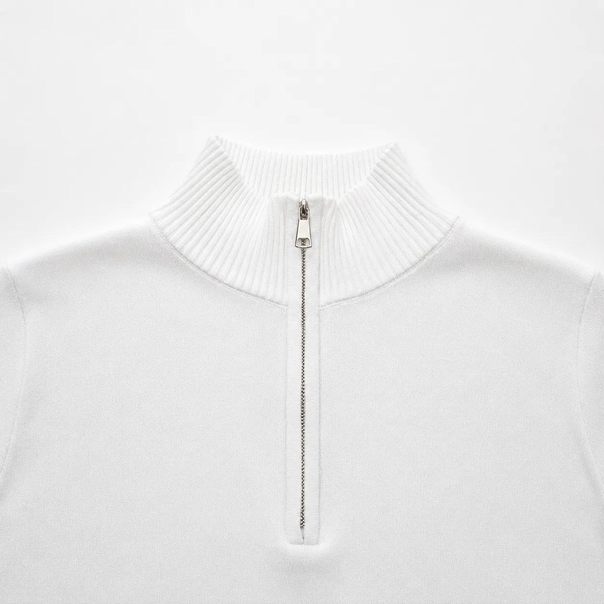 Quarter-zip herentrui in fijn breisel met geribde boorden - beeld 3