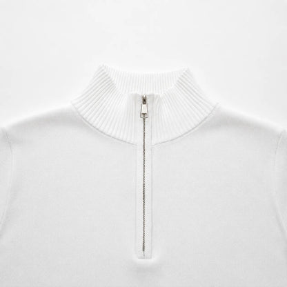 Quarter-zip herentrui in fijn breisel met geribde boorden - beeld 3