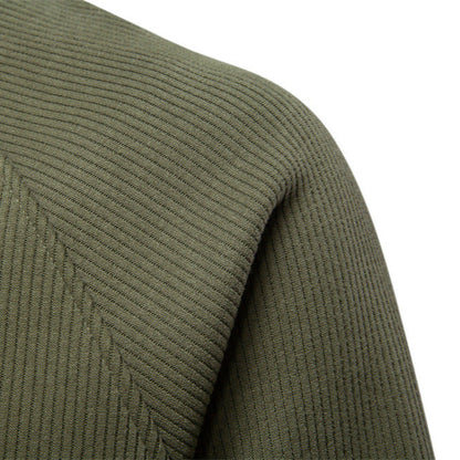 Geribde quarter-zip herentrui met opstaande kraag