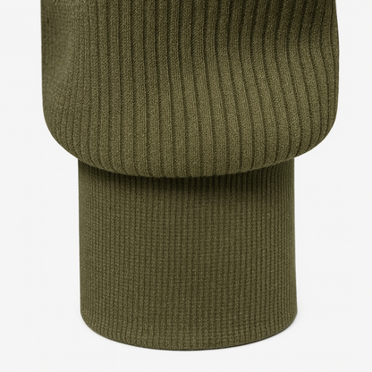 Geribde quarter-zip herentrui met opstaande kraag