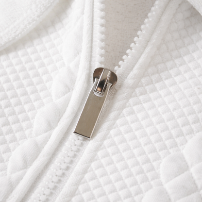 Quarter-zip herentrui met kabelmotief en polokraag