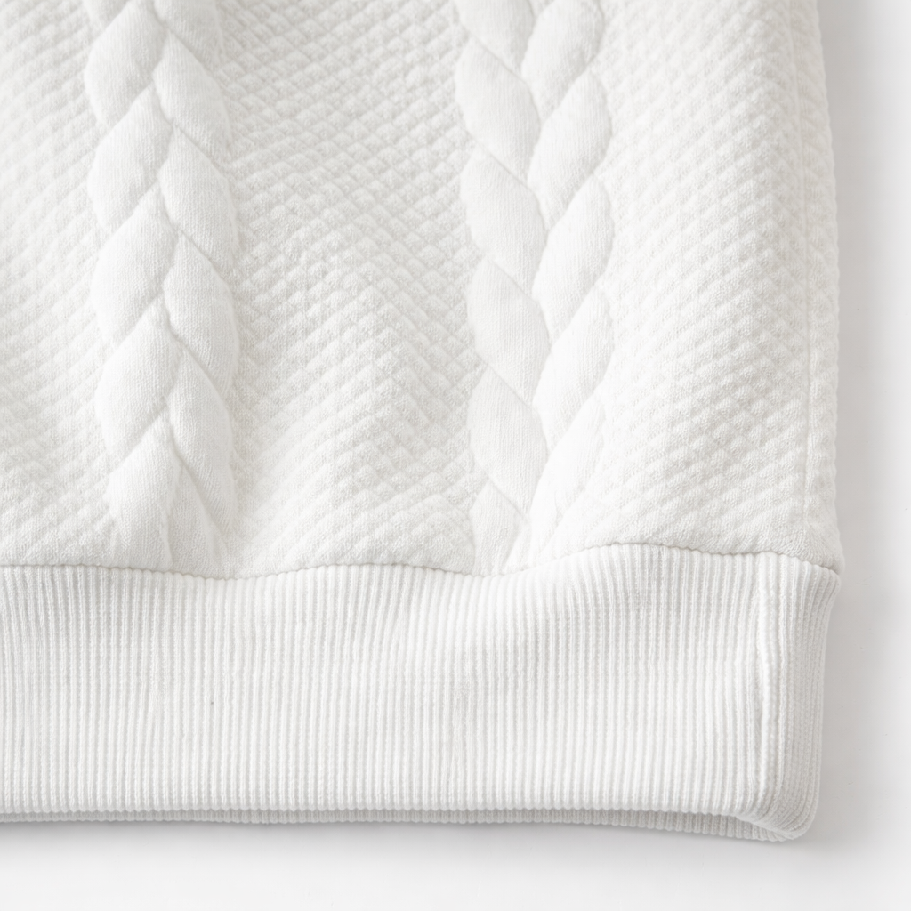 Quarter-zip herentrui met kabelmotief en polokraag