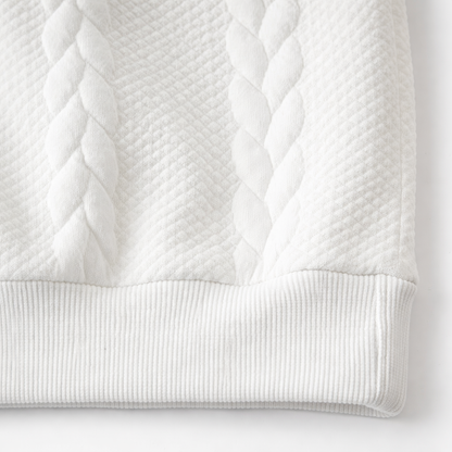 Quarter-zip herentrui met kabelmotief en polokraag
